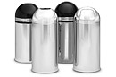 Monarch Series Chrome & Chrome with Black Trim Dome Top Trash Cans
