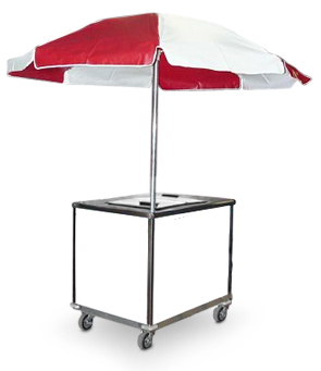 800M Push Ice Cream Cart on Casters with Umbrella
