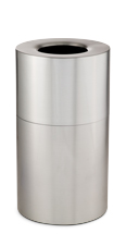 Model R1536-20B | Decorative European Series Black/Mirror Chrome Round Top Indoor Steel Trash Receptacle