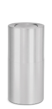 Model SO8-20B | Decorative European Series Black/Mirror Chrome Half Round Indoor Steel Trash Receptacle