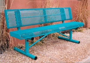 RR6WB-P, 6 ft. Thermoplastic Coated Rolled Expanded Metal Bench with Back