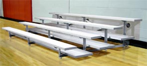 BA6-4152 with B15-TRK, 4 Row Bleacher with double foot planks and Tip 'N Roll Casters