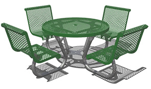 CA42RWB-P Plastisol Cafe Table with Seat Backs