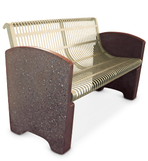 Steel Bench with Vertical Slots and Concrete Ends