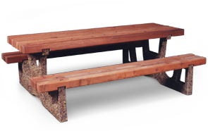 CRWT7 Concrete Frame with Redwood Top and Seats Picnic Table