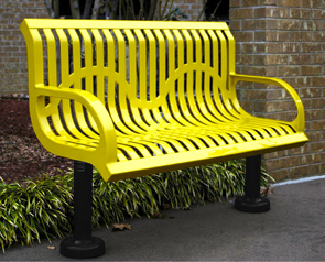Thermoplastic Coated Steel Ribbed Pattern Park Bench