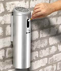 Wall Mounted Cigarette Receptacles | Silver Aluminum