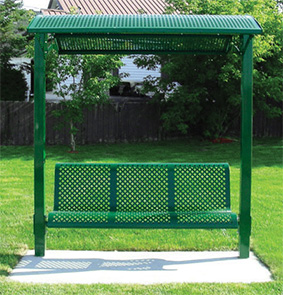 Shade Bench with Dual Pedestal Shade Attached