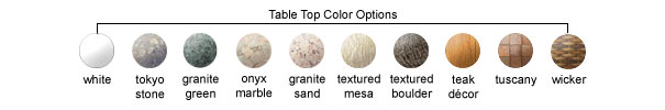 Table Top Color Options