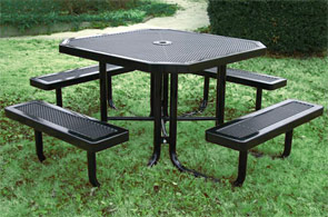 H46-P, 46" Octagon Plastisol Coated Perforated Portable Tables