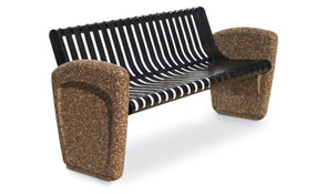 Ribbed Metal and Aggregate Park Bench