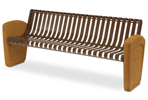 Ribbed Metal and Aggregate Park Bench