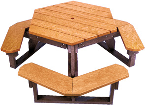 Model HT-100 | Recycled Plastic Hexagonal Picnic Table