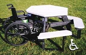 Model HT-100H | Universal Access Recycled Plastic Hexagonal Table