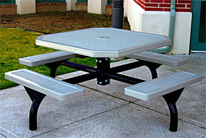 JH46-I | 46" Octagonal Plastisol Table - 4 Attached Seats - In-ground Mount