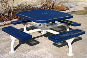 JR468-S | 46" Octagonal Plastisol Table - 4 Attached Seats - Surface Mount