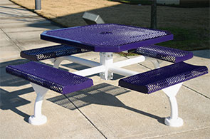 JRR468-S | 46" Octagonal Plastisol Table - 4 Attached Seats - Surface Mount with Optional Covers