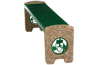 Plastisol and Aggregate Flat Park Bench with Knockout Inserts