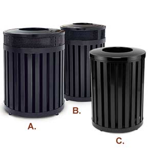 Ribbed Steel Trash Receptacles