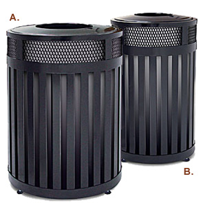 Ribbed Steel Trash Receptacles