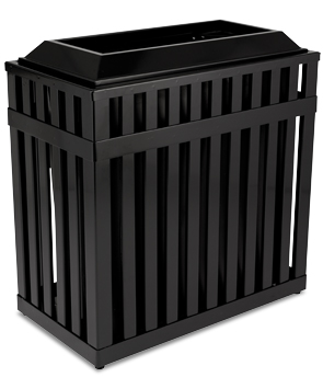 Rectangular Ribbed Steel Trash Receptacle