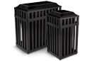 Ribbed Steel Trash Receptacles
