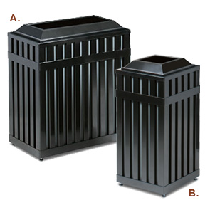 Ribbed Steel Trash Receptacles