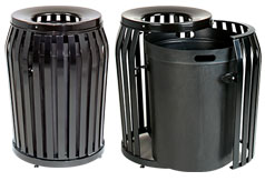 Ribbed Steel Trash Receptacle