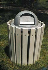 732 Gallon Open Top Waste Receptacle Housing Gray | Gray Dome Top Lid