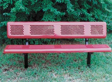 P6WB-I  6' Perforated Plastisol Park Style Bench With Back