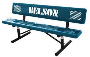 Model P6WCB-P | 6' Perforated Thermoplastic Park Style Bench With Customized Back
