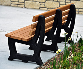 6' Brooklyn Recycled Plastic Outdoor Bench Back View