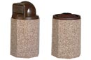 Octagonal Aggregate Trash Receptacle with Dome Lid