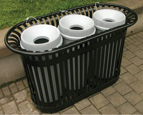 Commercial Recycling Station with Funnel Lids