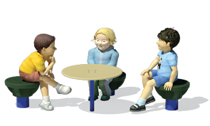 Kids Caf� Table and Frog Lily Pad Pedestal Seats