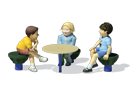 Kids Caf� Table and Lily Pad Pedestal Seats