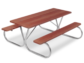 Model PK-6WR | Park King 6' Length, Redwood Stained Southern Yellow Pine with Galvanized Frame