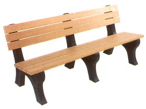 Model PLD6WB-P | 6' Recycled Plastic Park Bench | With Back