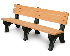 Model PLD6WB-P | 6' Recycled Plastic Park Bench | with Back