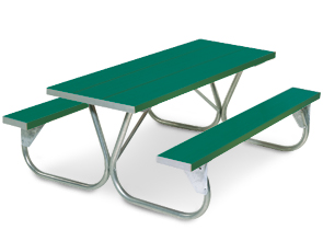 6' Park Ranger Outdoor Table | Powder-Coated Kell Green Aluminum with Galvanized Frame