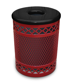 R32DR Thermoplastic Coated Trash Receptacle w/R32FC Flat Top Cover & R32L Rigid Liner