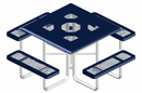 Thermoplastic Expanded Steel Square Picnic Tables