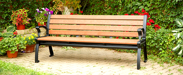 Model RB6WB-P | Recycled Plastic Bench with Back and Arms
