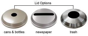 Lid Options: Cans & Bottles, Newspaper, Trash