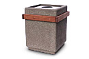 Square Concrete Trash Receptacle with Cedar Slats