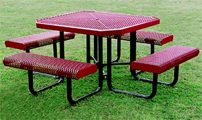 H46-P, 46" Octagon Plastisol Coated Perforated Portable Tables