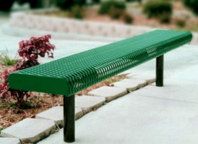RR6NB-I, 6 ft. Thermoplastic Coated Rolled Expanded Metal Outdoor Bench without Back