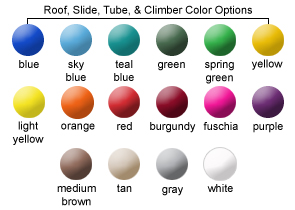 Roof, Slide, Tube, and Climber Color Options