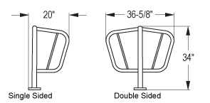 Quick Dimensions of Surface Mounted Spartan� Bike Rack
