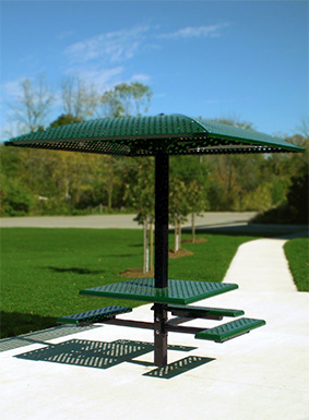 Square Pedestal Picnic Table with Shade Canopy